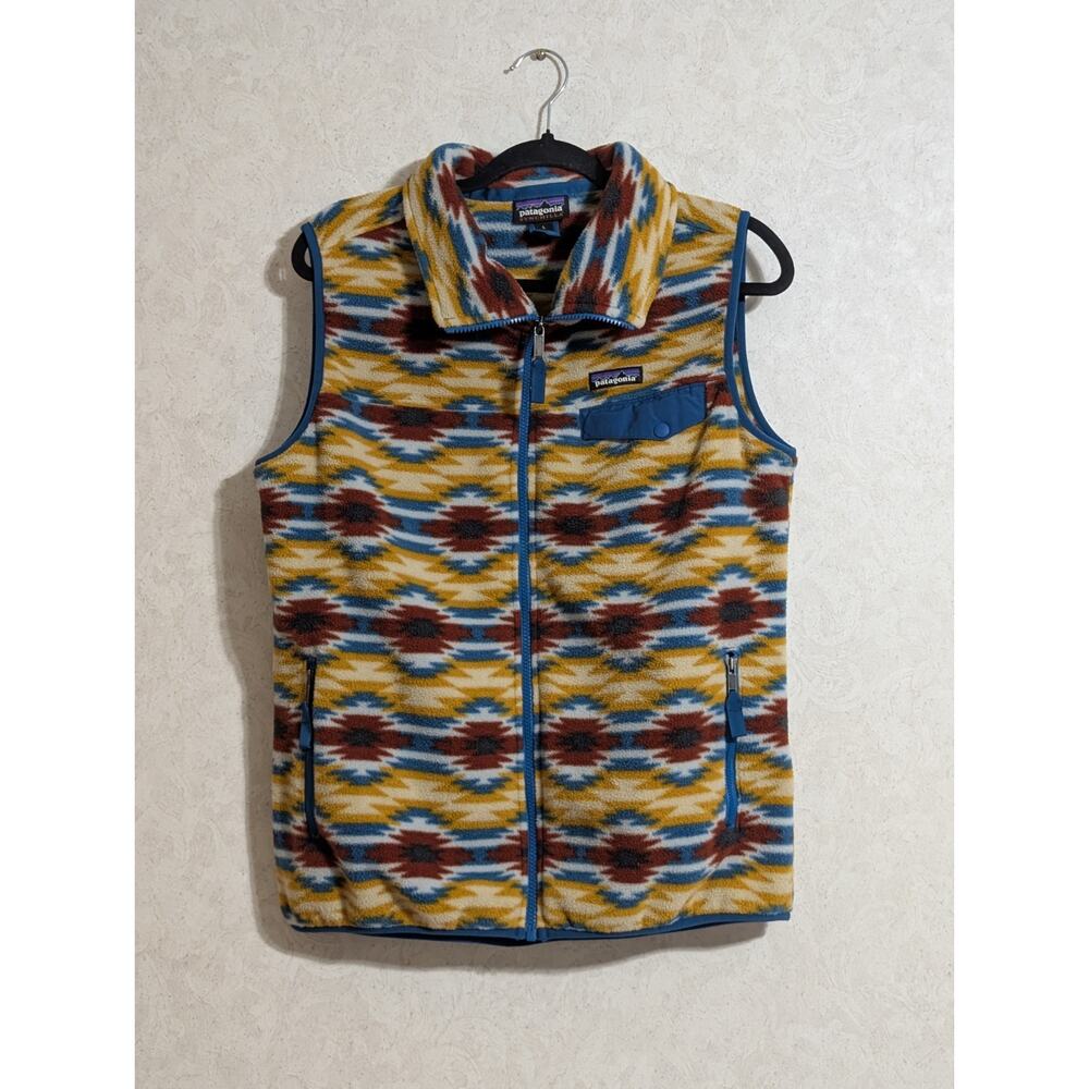 Patagonia Synchilla Womens Wild Desert Prairie Gold Snap T Fleece Vest Size L